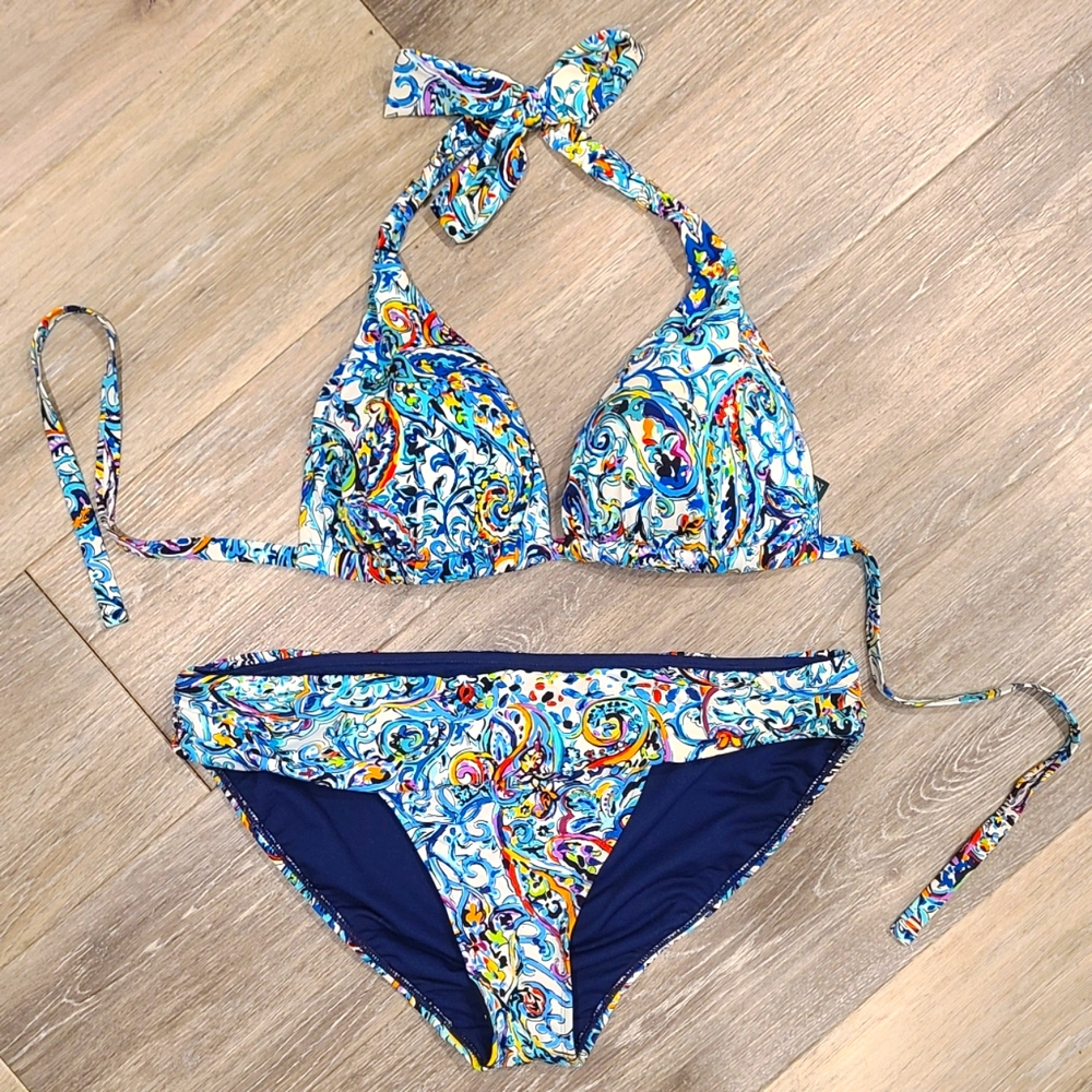 Lauren Ralph Lauren Blue Multi Paisley Bikini Set